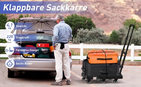 WÓZEK TRANSPORTOWY na kartony zakupy walizki składany z linkami platformą